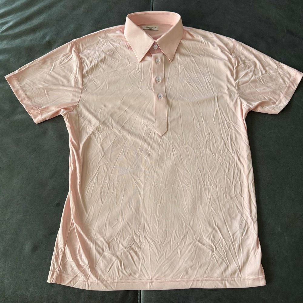 NWOT Collars and Co Polo Large English Spread Pink Peach Mens Dress Shirt